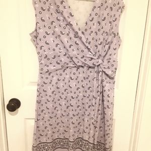 Lavender Cloud Border Print Fit and Flare Dress